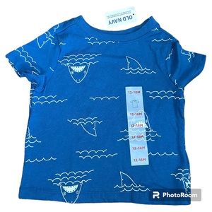 12-18 months toddler short sleeve tee - sharks blue - NWT